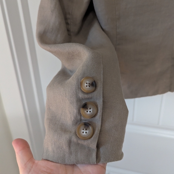 Taupe Women's 100%  Linen Blazer Size Large - Picture 6 of 8